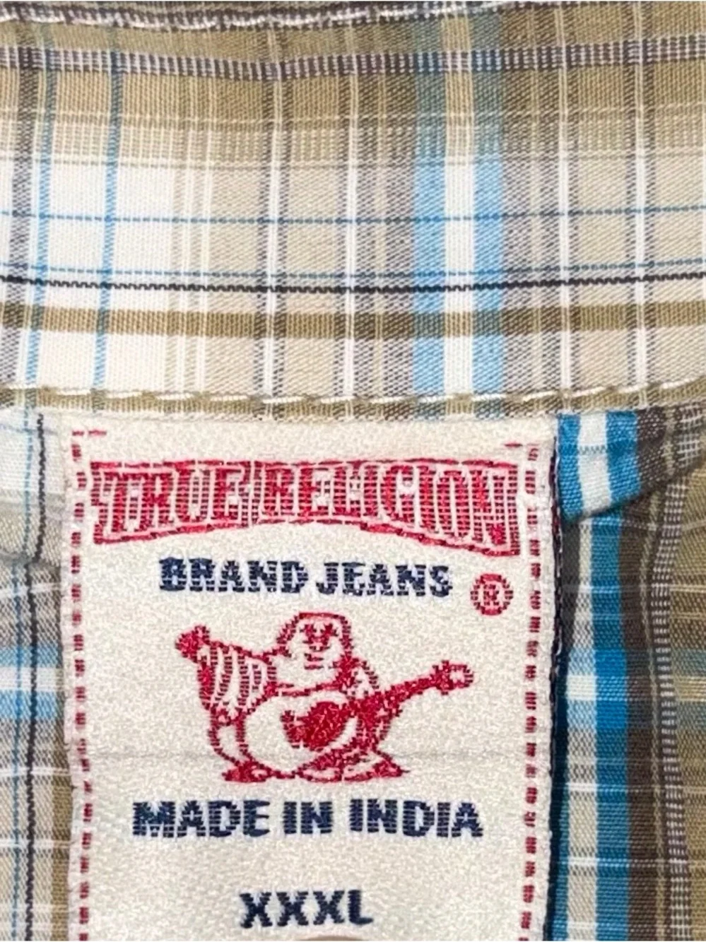 True Religion Pearl Snap Western Plaid Long Sleeve Pockets Mens XXXL Shirt